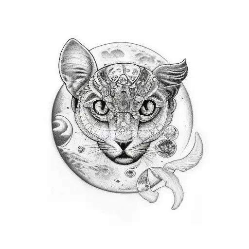 Moon with scratchs tattoo design idea