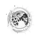 Moon with scratch tattoo design idea