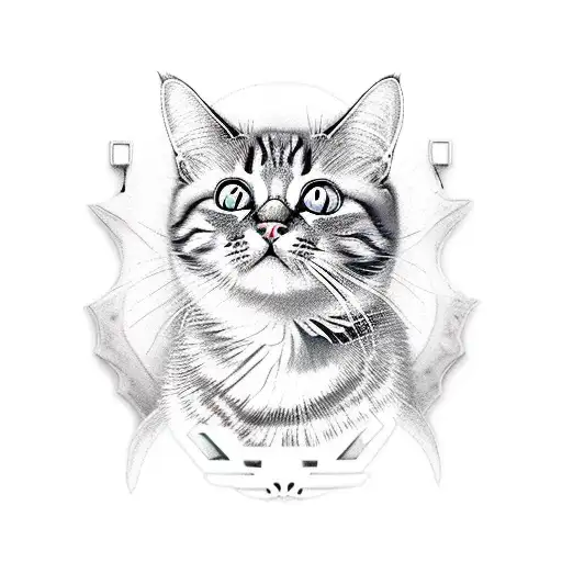 cat watching alien abductions\ tattoo design idea