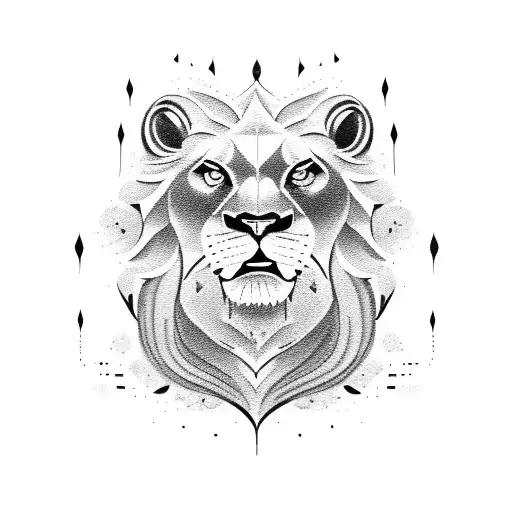 A roaring lion with a guitar tattoo design idea