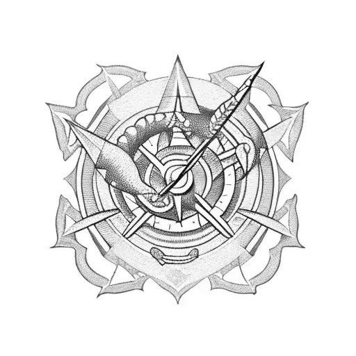 Dragon Patrol Patch with a Compass tattoo design idea