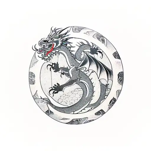 Dragon with a Compass tattoo design idea