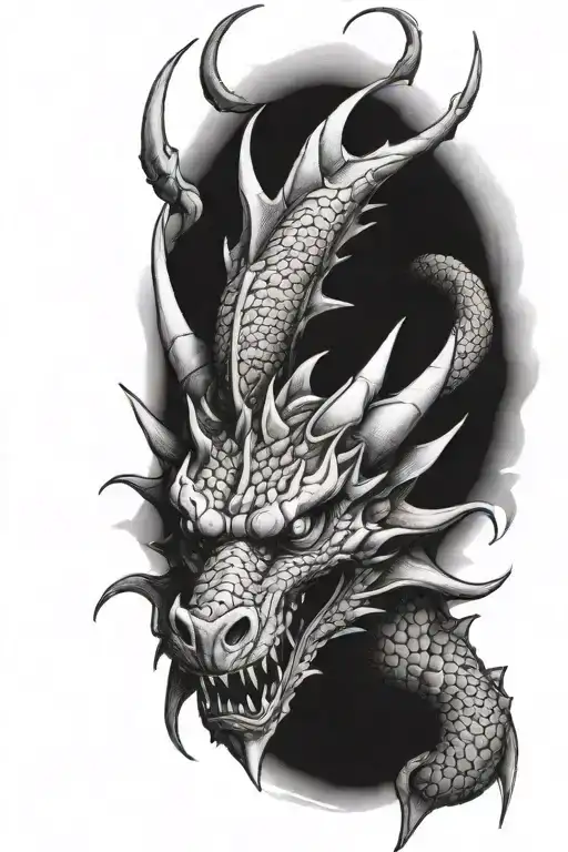 top view of a dragons head emerging from my shoulder tattoo design idea