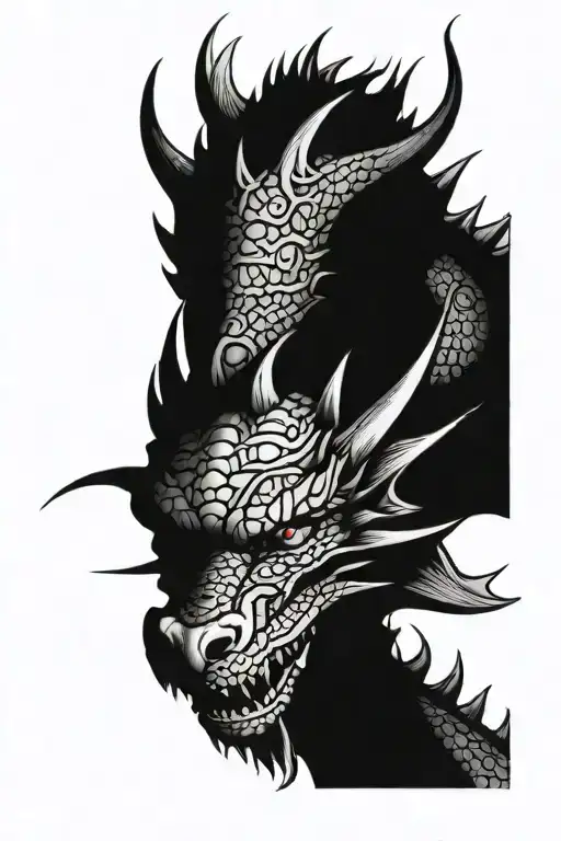 top view of a dragons head emerging from my shoulder tattoo design idea