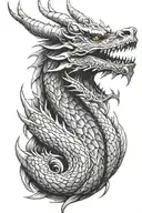 top view of a dragon head tattoo design that starts on y back and the head goes over my shoulder tattoo design idea
