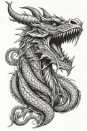 top view of a dragon head tattoo design that starts on y back and the head goes over my shoulder tattoo design idea