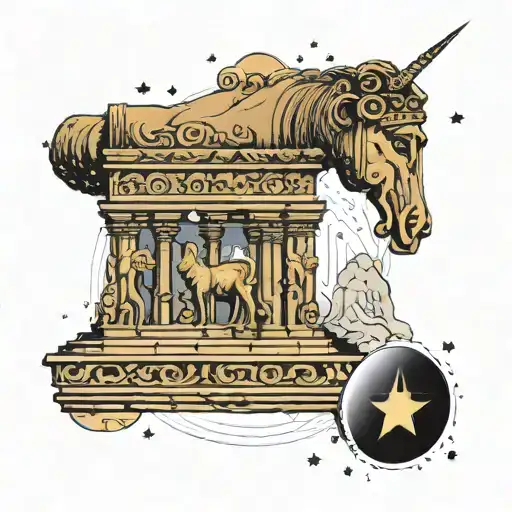 Achaemenid fountain, constellation and sun, and the tomb of Cyrus the Great and Achaemenid tattoo design idea