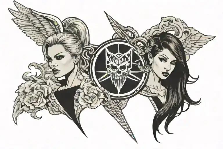 gta 5 charlie´s angels fighting demons tattoo design idea
