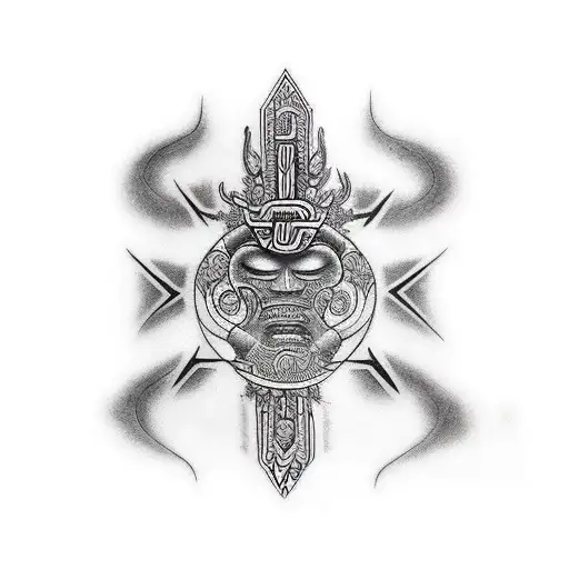 Create maori tattoo band design for word Achin. Which means One who is free from care and envy.  tattoo design idea
