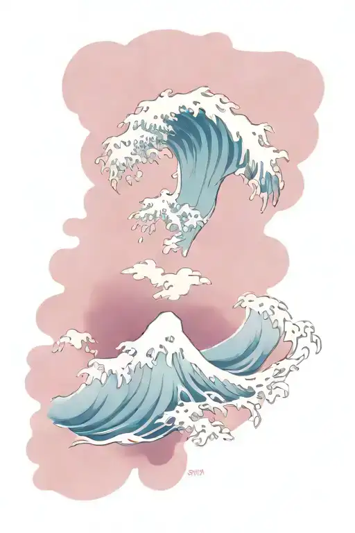 Create a tattoo design for "The Great Wave off Kanagawa" by Hokusai, intended to be placed a little bit above the ankle. tattoo design idea