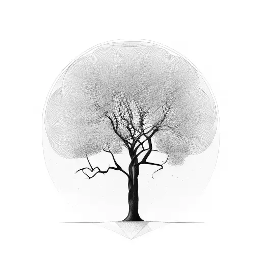 A minimalist design of an ox horn tree with clean lines and dotwork shading, representing simplicity and elegance tattoo design idea