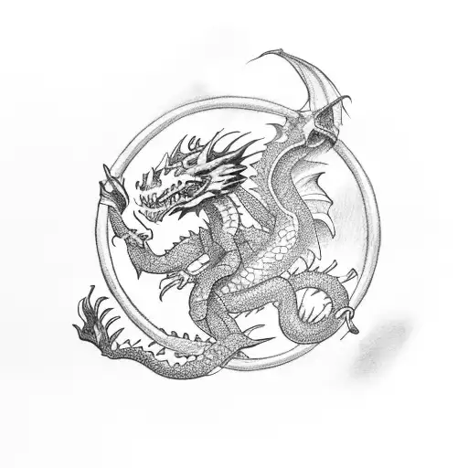 wrestler throwing a dragon out of a ring tattoo design idea