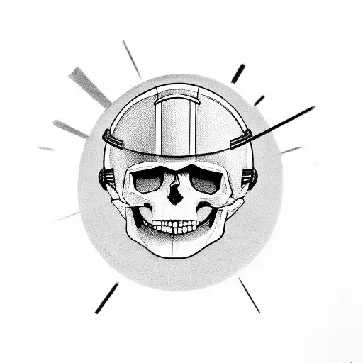 skull with helmet American football tattoo design idea
