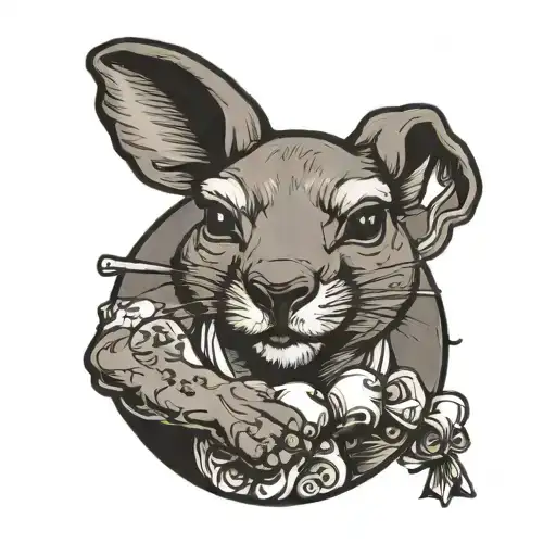 happy boxing kangaroo tattoo design idea