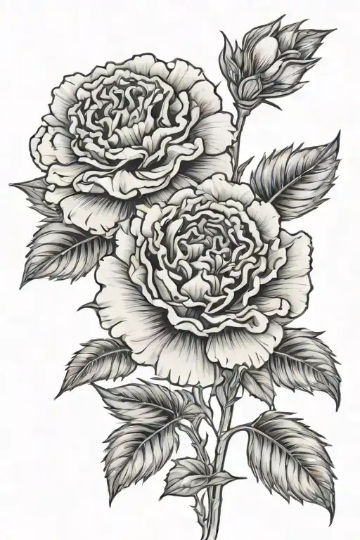 carnation flower and bailey tattoo design idea