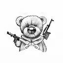 teddy bear with rifle tattoo design idea