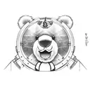 teddy bear with rifle tattoo design idea