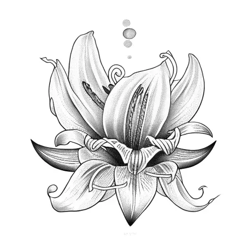Moon and Easter lily intertwined tattoo design idea