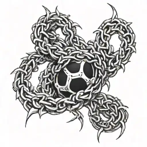 spiked twisting chains wrapped tattoo design idea