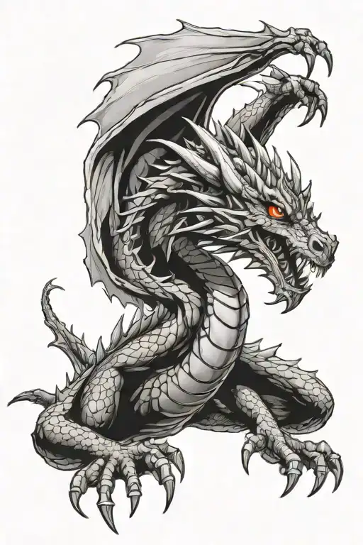 midevil Crystal Dragon crawling tattoo design idea