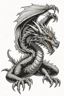 midevil Crystal Dragon crawling tattoo design idea