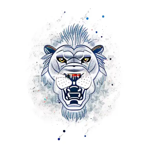 A basketball player dunking over a roaring lion tattoo design idea