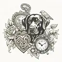 locket and black lab tattoo design idea
