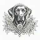 locket and black lab tattoo design idea