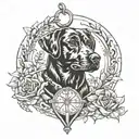 locket and black lab tattoo design idea