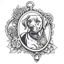 locket and black lab tattoo design idea