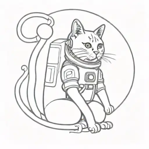 cat astronaut tattoo design idea