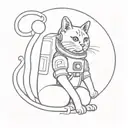 cat astronaut tattoo design idea