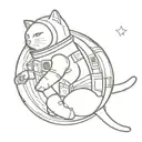 cat astronaut tattoo design idea