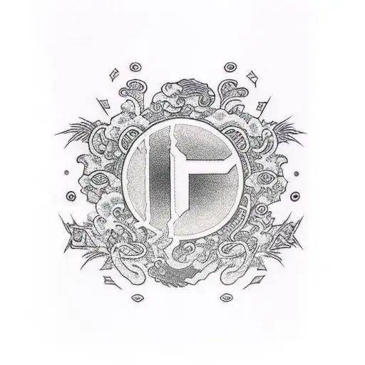 GD letters with y2k design around it tattoo design idea