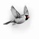  cardinal flying towards at an angle tattoo design idea