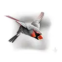  cardinal flying towards at an angle tattoo design idea