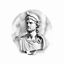 Roman Bust with Olive Branch tattoo design idea