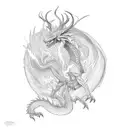 an elf riding a fire dragon tattoo design idea