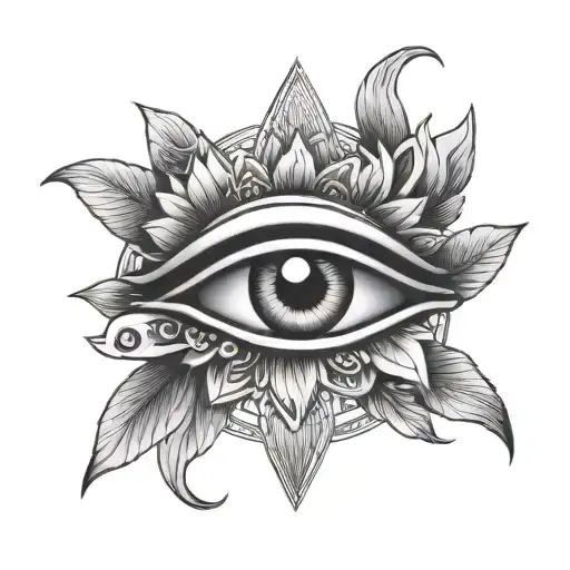 the eye of Horus and lotus flower blooming tattoo design idea