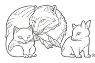 hummingbird, bear cub, kitten   tattoo design idea
