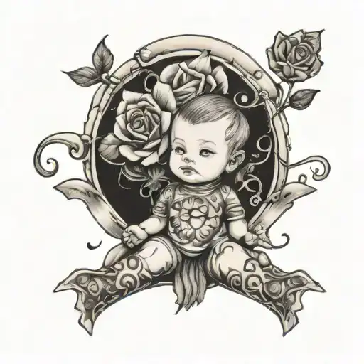 toddler hold daddy's hand tattoo design idea