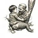 toddler hold daddy's hand tattoo design idea