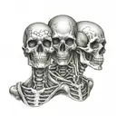 Skeletons, wearing theatre mask, one happy, one sad  tattoo design idea