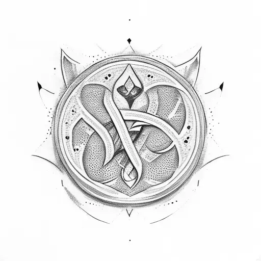fluer de lis with arabic writing tattoo design idea