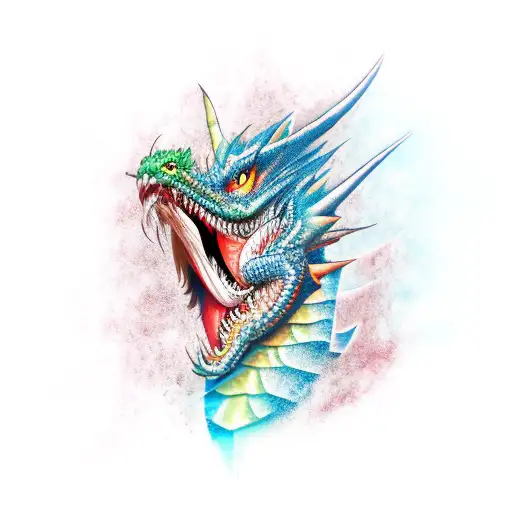 joker actor with wing color dragon tattoo design idea