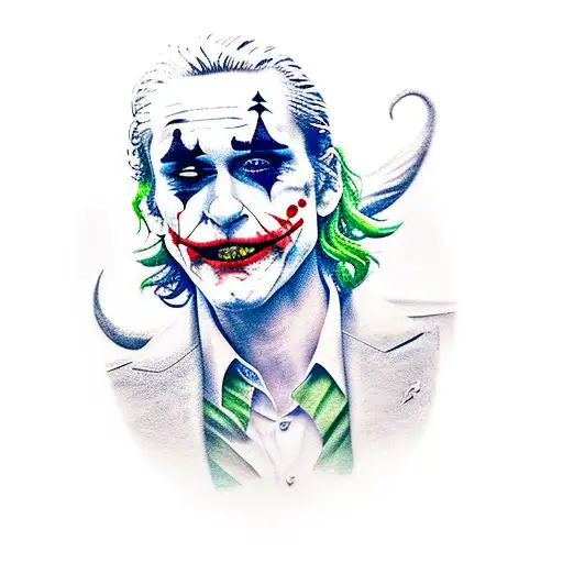 joker actor with wing color tattoo design idea