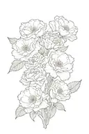 Bouquet Birth Flowers Using these flowers 1 Carnation, 1 Daffodil, 3 Daisy, 1 Rose, 2 Lotus, 1 Poppy, 1 morning glory. tattoo design idea