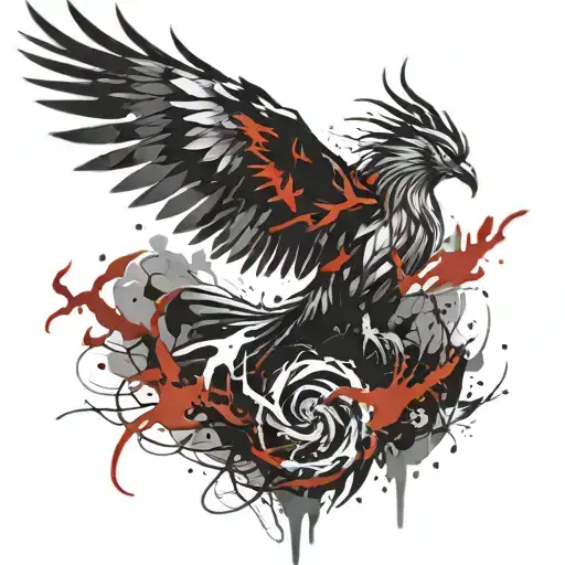 Phoenix rising from shadows  tattoo design idea
