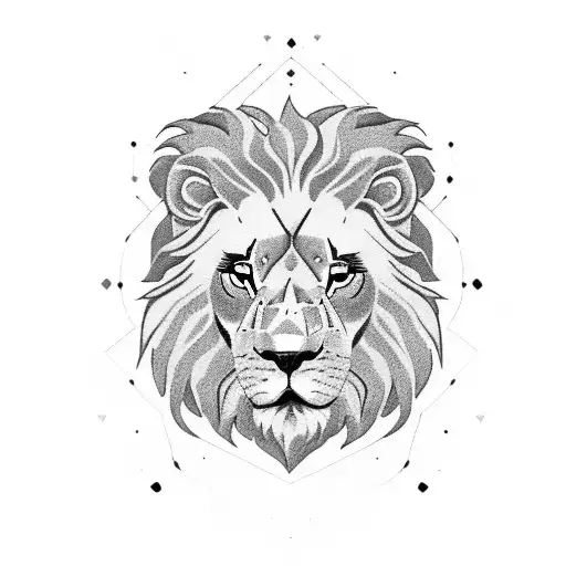 fierce lion protecting a rose  tattoo design idea