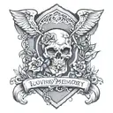 headstone in loving memory tattoo design idea